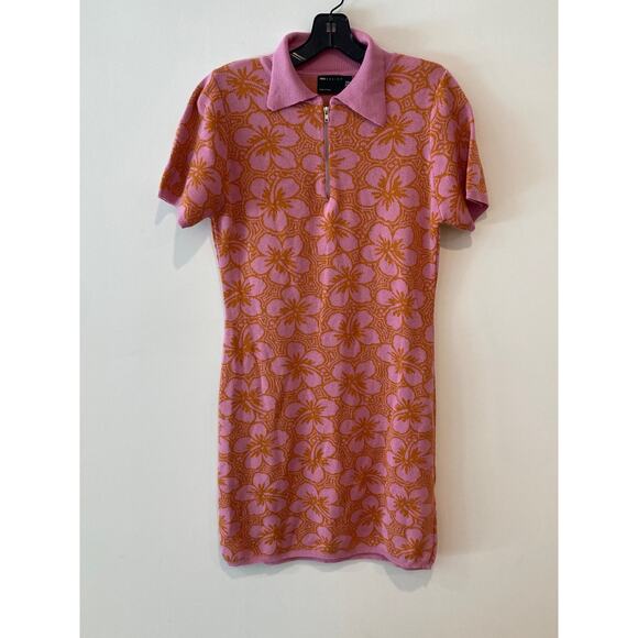 ASOS Pink & Orange Flower Power Hippie Go-Go inspired Knit Dress Sz 10 US EU42 - Picture 5 of 9